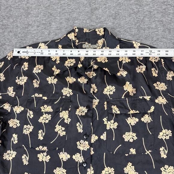 Silk Icon Women's 100% Silk Button Down Medium Floral Front Pockets Eclectic - Picture 4 of 8